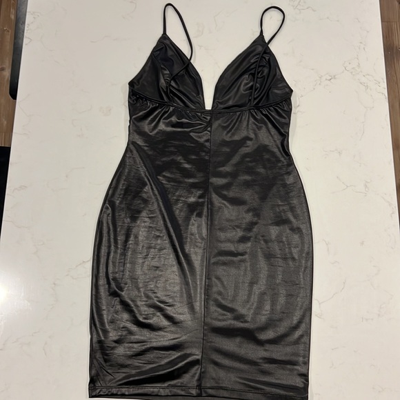 Black Pleather Mini Dress NwoT Lovely Day brand - Picture 4 of 5